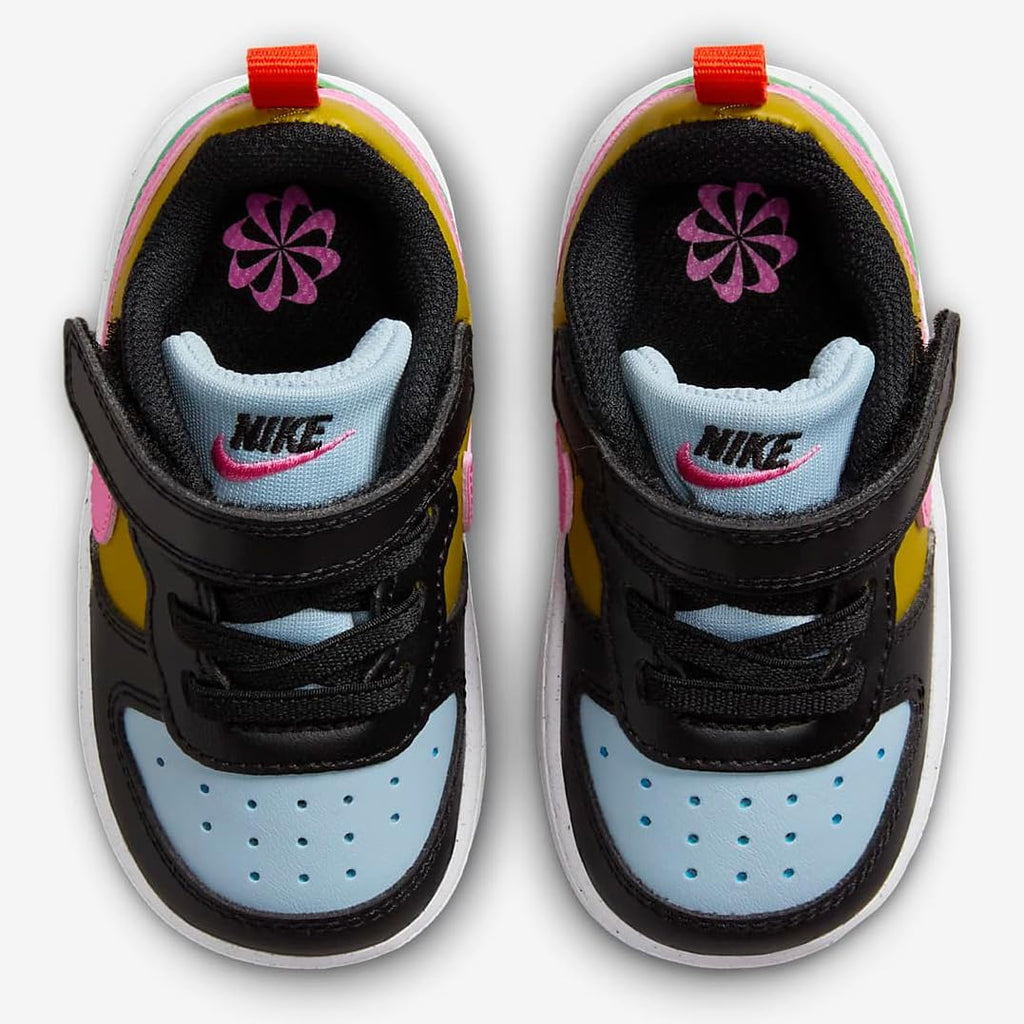 Nike Court Borough Low Recraft Baby/Toddler Shoes (DV5458-004, Black/Bronzine/Light Armory Blue/Playful Pink) Size 3