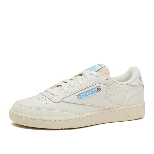 Reebok Club C Vintage Tennis Sneakers for Men, Casual White Mens Shoes, Size 7 to 15, Chalk/Alabaster/Essential Blue, 8.5