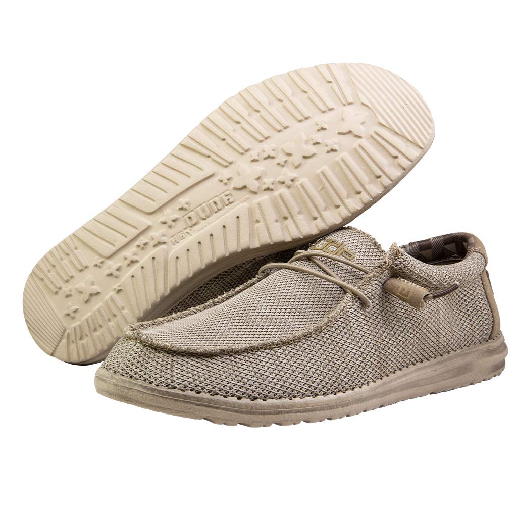 Hey Dude Men's Wally Sox Beige Size 12 | Men’s Shoes | Men's Lace Up Loafers | Comfortable & Light-Weight