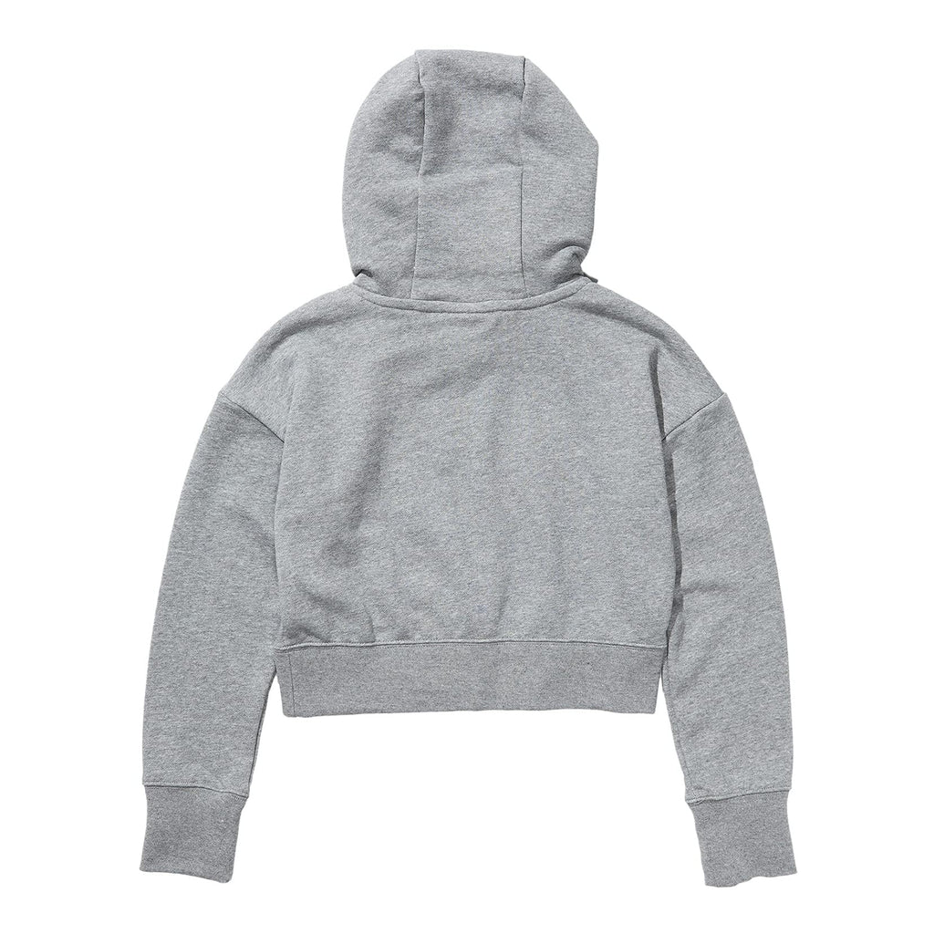 Nike Girl's Sportswear Club Fleece Crop Hoodie (Little Kids/Big Kids) Carbon Heather/White M (10-12 Big Kid)