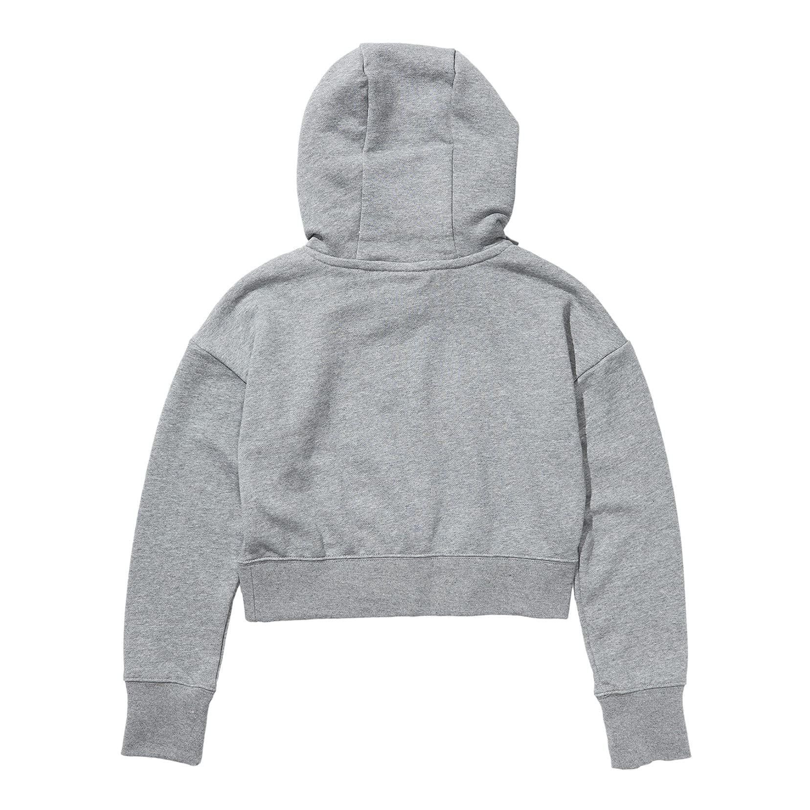 Nike Girl's Sportswear Club Fleece Crop Hoodie (Little Kids/Big Kids) Carbon Heather/White M (10-12 Big Kid)