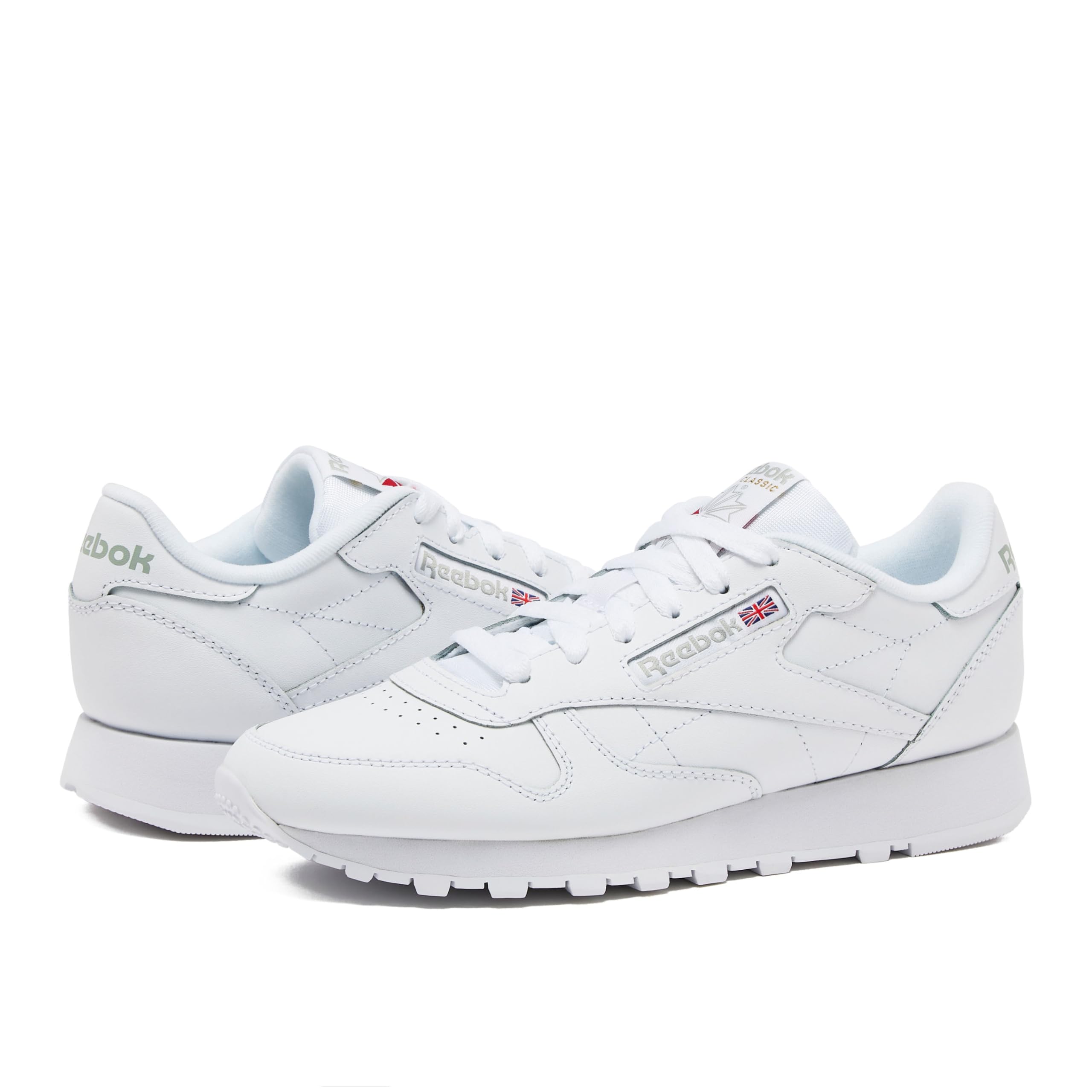 Reebok Classic Leather Sneakers for Men, Footwear White/Footwear White/Pure Grey3, 18.5