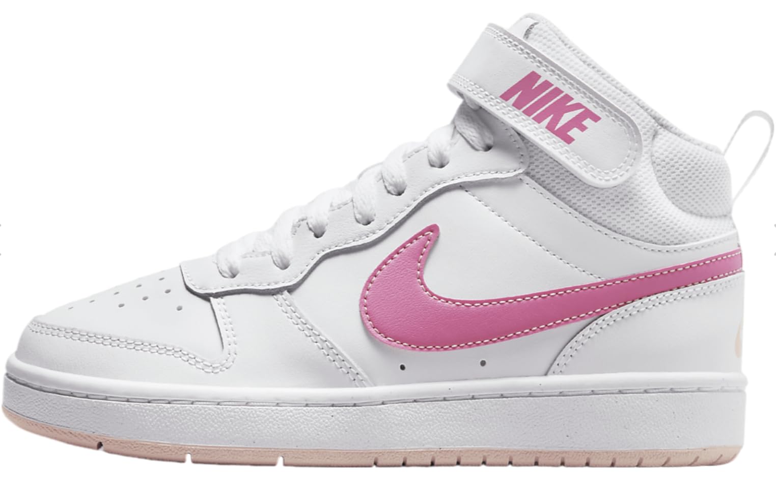 Nike unisex-child Court Borough Mid 2 (Big Kid), White/Pinksicle/Orange Artic Size 6