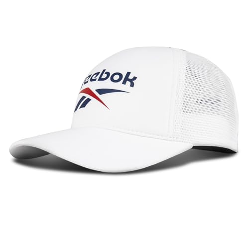 Reebok Aero Trucker Hat | Snapback | Adjustable | Mesh Back | Retro | Baseball | Streetwear | Urban | Lifestyle - White