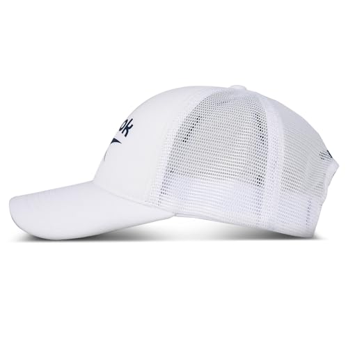 Reebok Aero Trucker Hat | Snapback | Adjustable | Mesh Back | Retro | Baseball | Streetwear | Urban | Lifestyle - White
