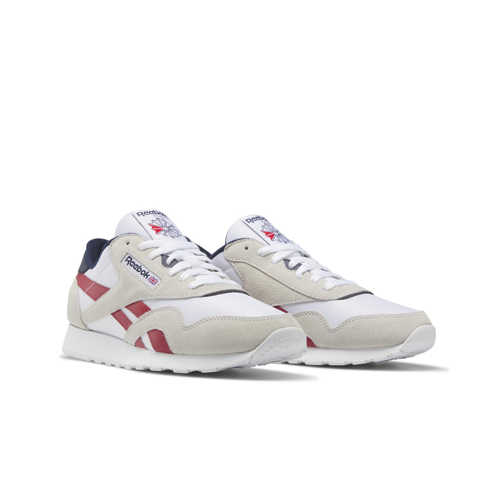 Reebok Men's Classic Nylon Sneaker, White/Flash Red/Vector Navy, 11.5