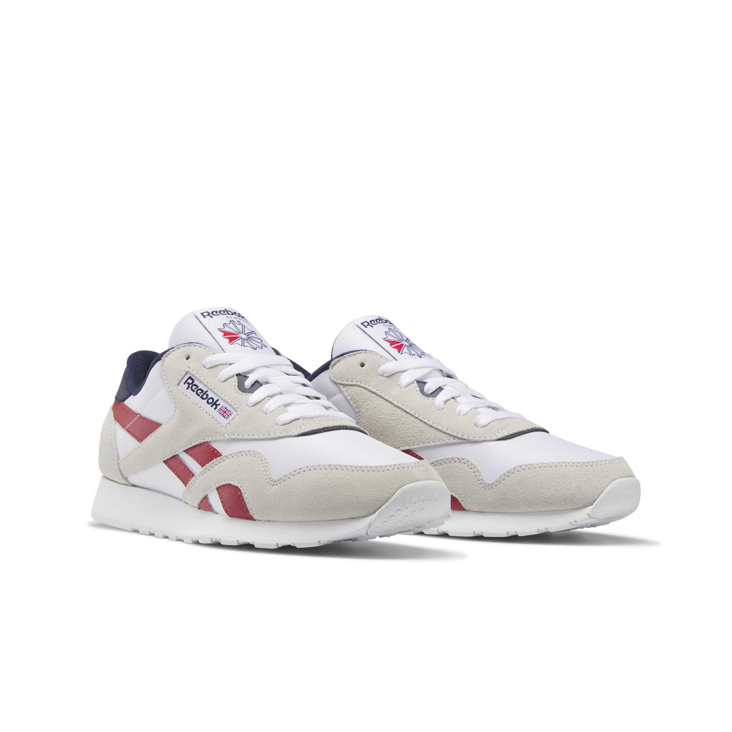Reebok Men's Classic Nylon Sneaker, White/Flash Red/Vector Navy, 11.5
