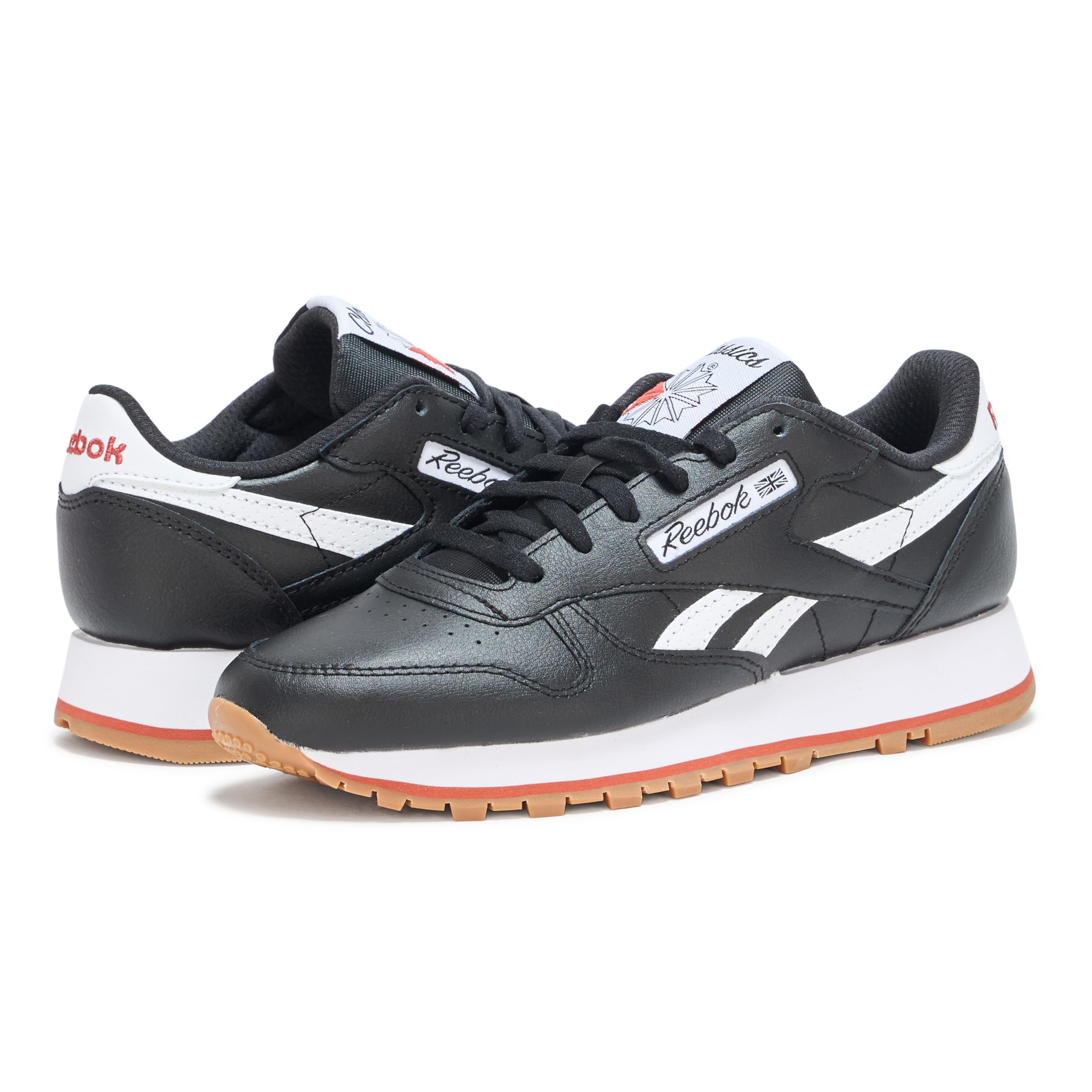 Reebok Women's Classic Leather Sneaker, Black/White/Brick, Size 9.5