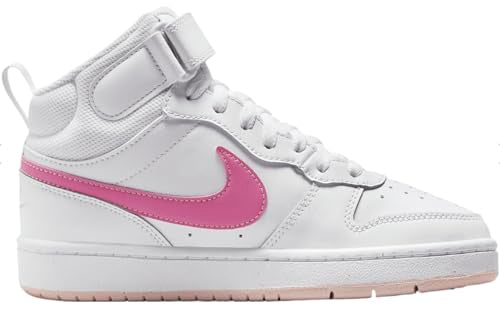 Nike Court Borough Mid 2 (Big Kid), White/Pinksicle/Orange Artic Size: 6.5 Big Kid