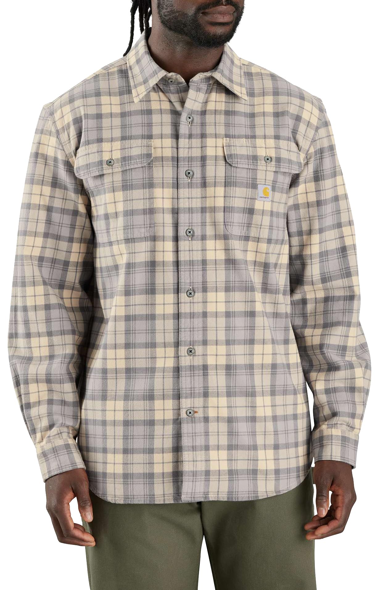 Carhartt Mens Loose Fit Heavyweight Flannel Long Sleeve Plaid Shirt