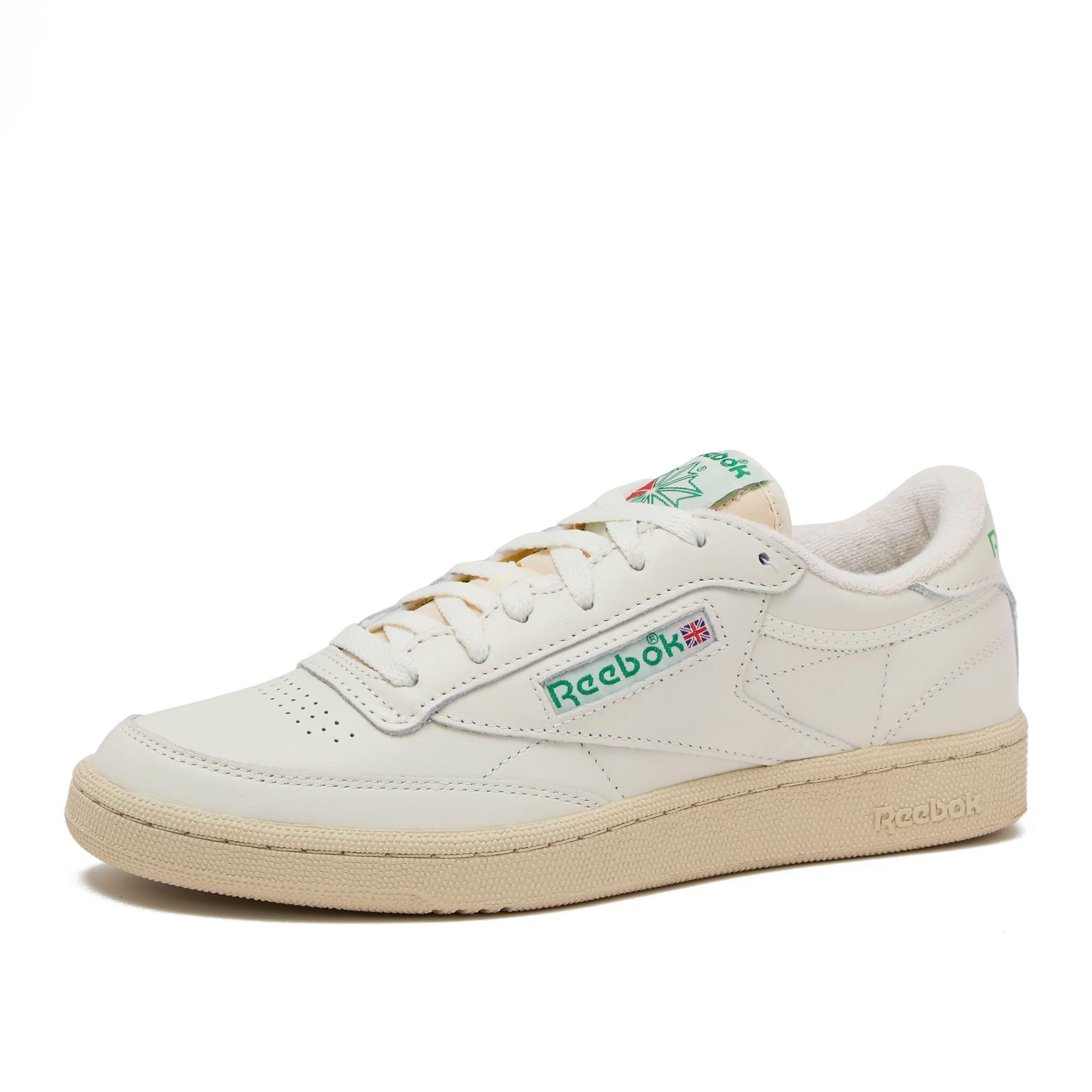Reebok Club C Vintage Tennis Sneakers for Men, Casual White Mens Shoes, Size 7 to 15, Top-Chalk/Paperwhite/Glen Green, 11.5