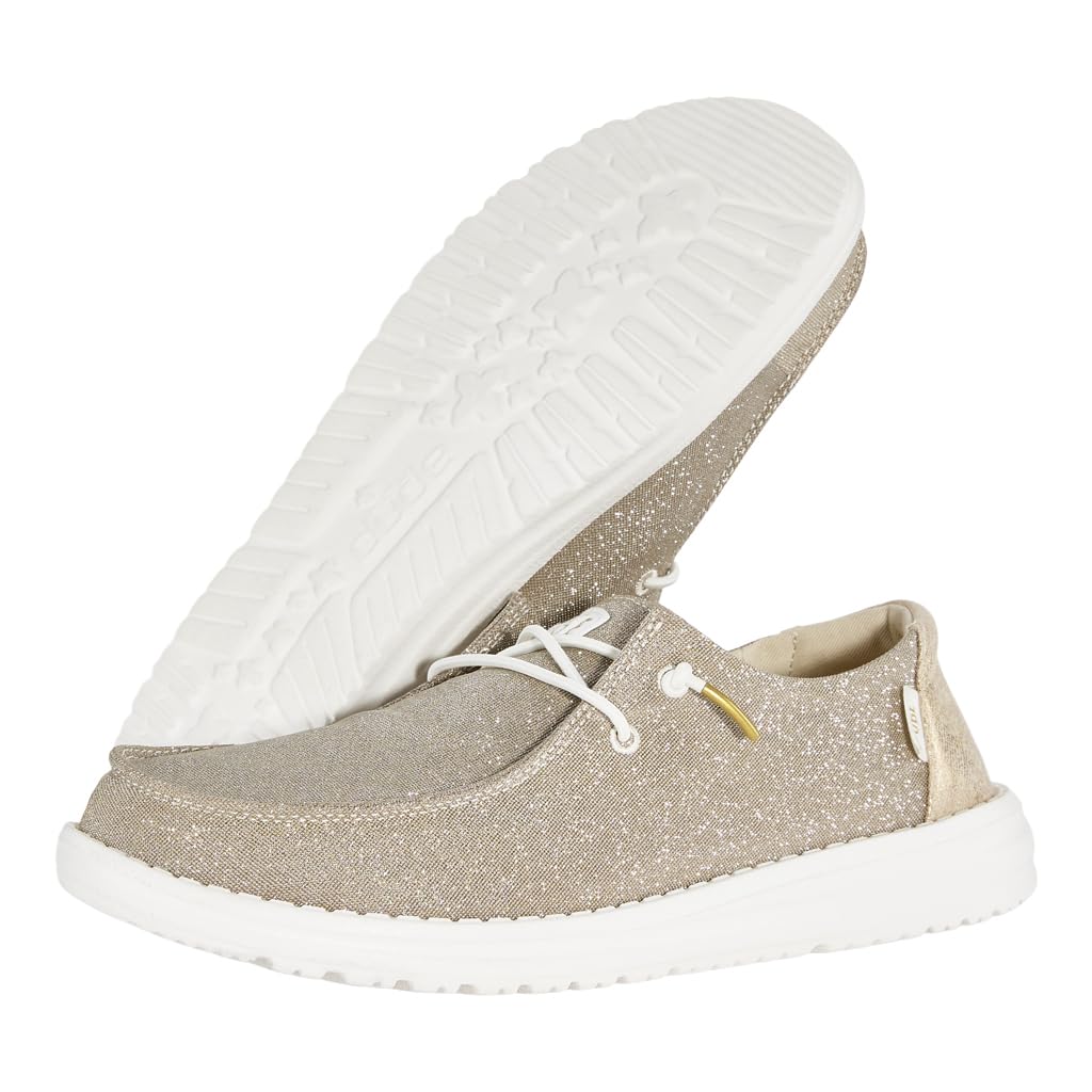 HEYDUDE Women’s Wendy Metallic Sparkle Slip-On Shoes | Stylish Fashion Loafers for Women | Lightweight & Comfortable