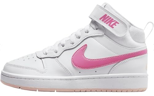 Nike Court Borough Mid 2 (Big Kid), White/Pinksicle/Orange Artic Size: 6.5 Big Kid