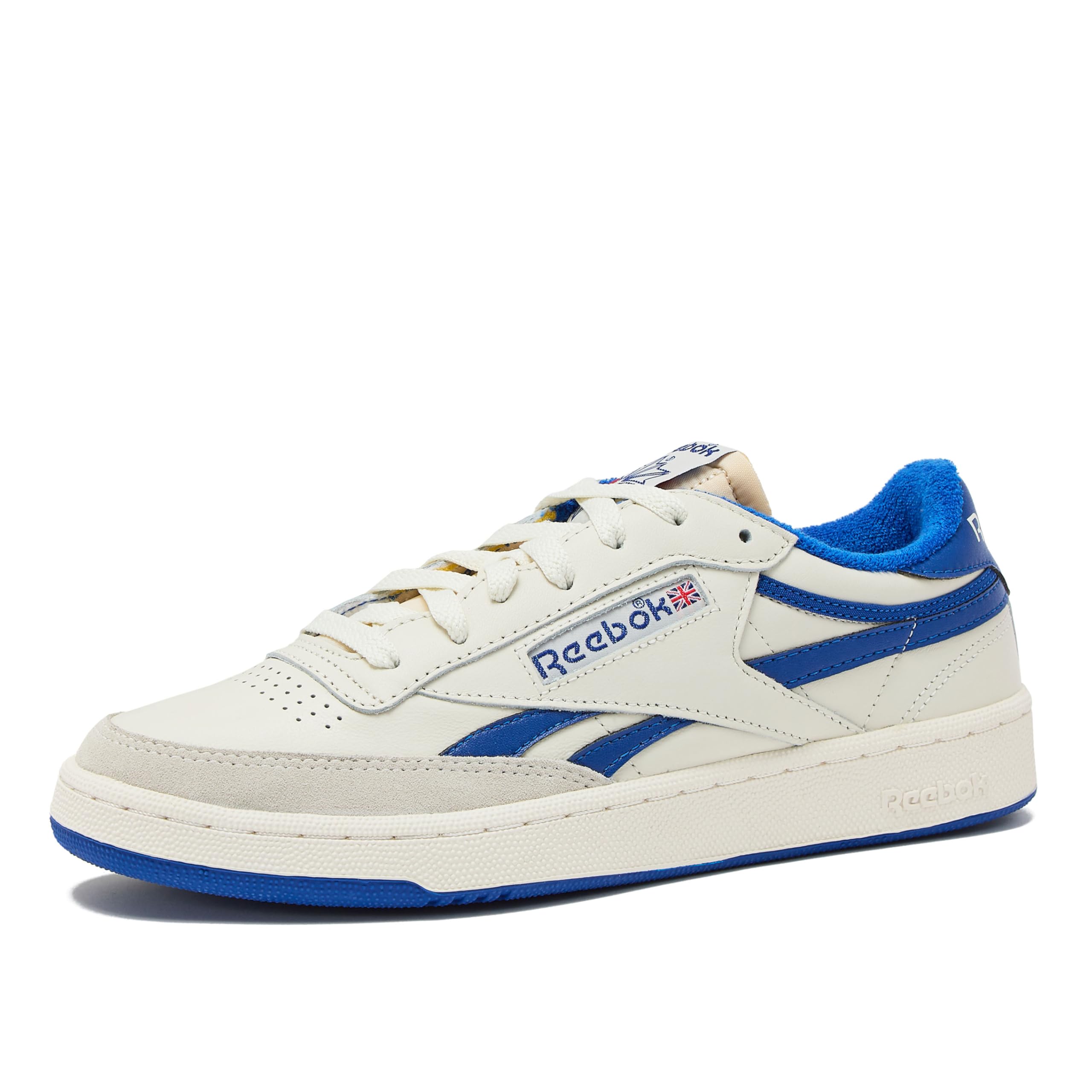 Reebok Club C Revenge Vintage Sneakers for Men - Casual Tennis Mens Shoes, Chalk/Collegiate Royal/Excellent Red, 7