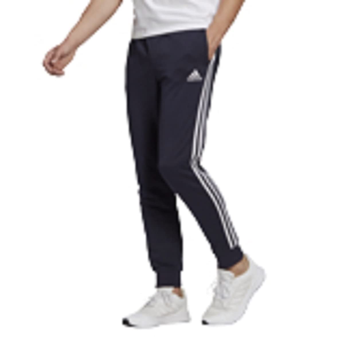 adidas Men's Essentials French Terry Tapered Cuff 3-Stripes Pants