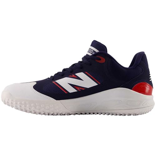 New Balance Men's Fresh Foam 3000 V7 Turf-Trainer Baseball Shoe, White/Team Red/Team Navy, 12.5