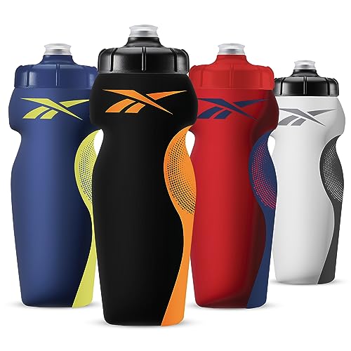 Reebok Athletic Squeeze Water Bottles - Water Bottle 24 oz - Sports Water Bottle - Reusable Water Bottle For Gym, Running, Hiking etc, BPA Free