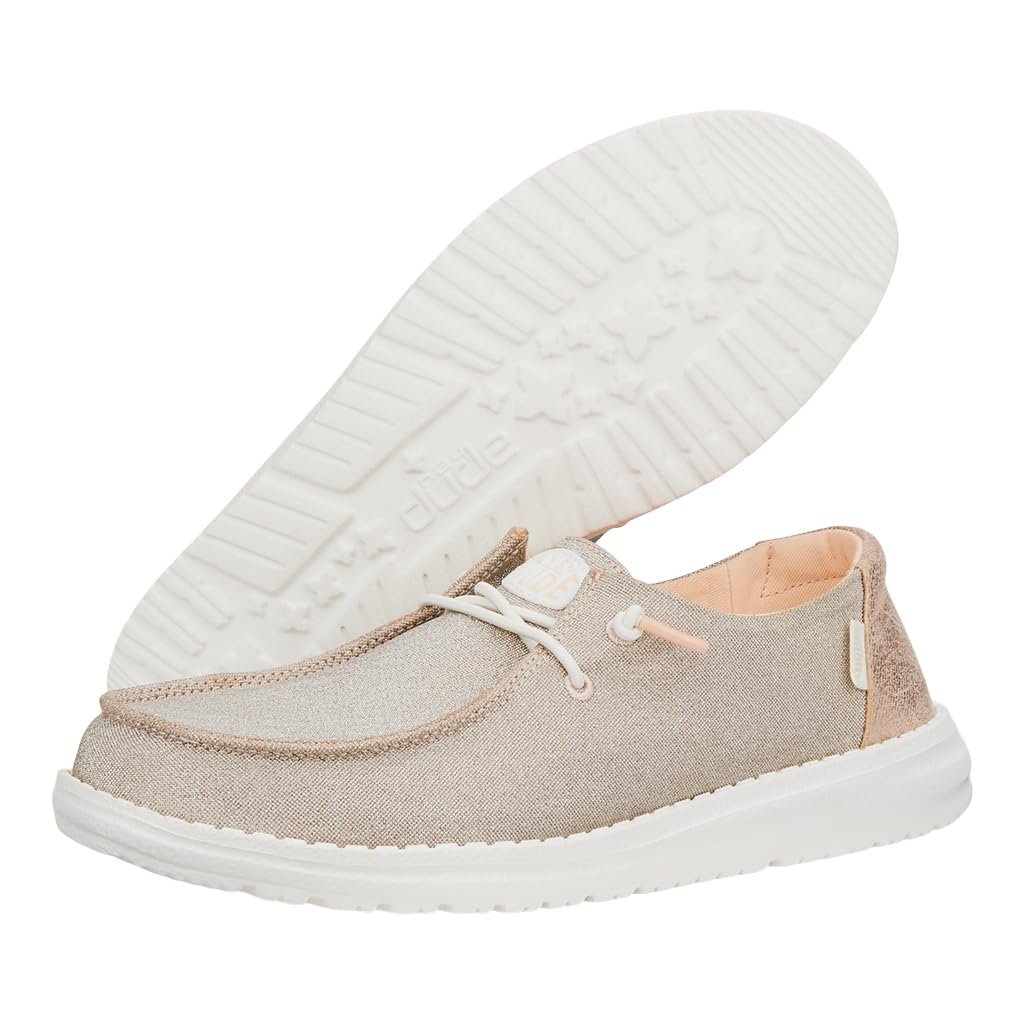 HEYDUDE Women’s Wendy Metallic Sparkle Slip-On Shoes | Stylish Fashion Loafers for Women | Lightweight & Comfortable