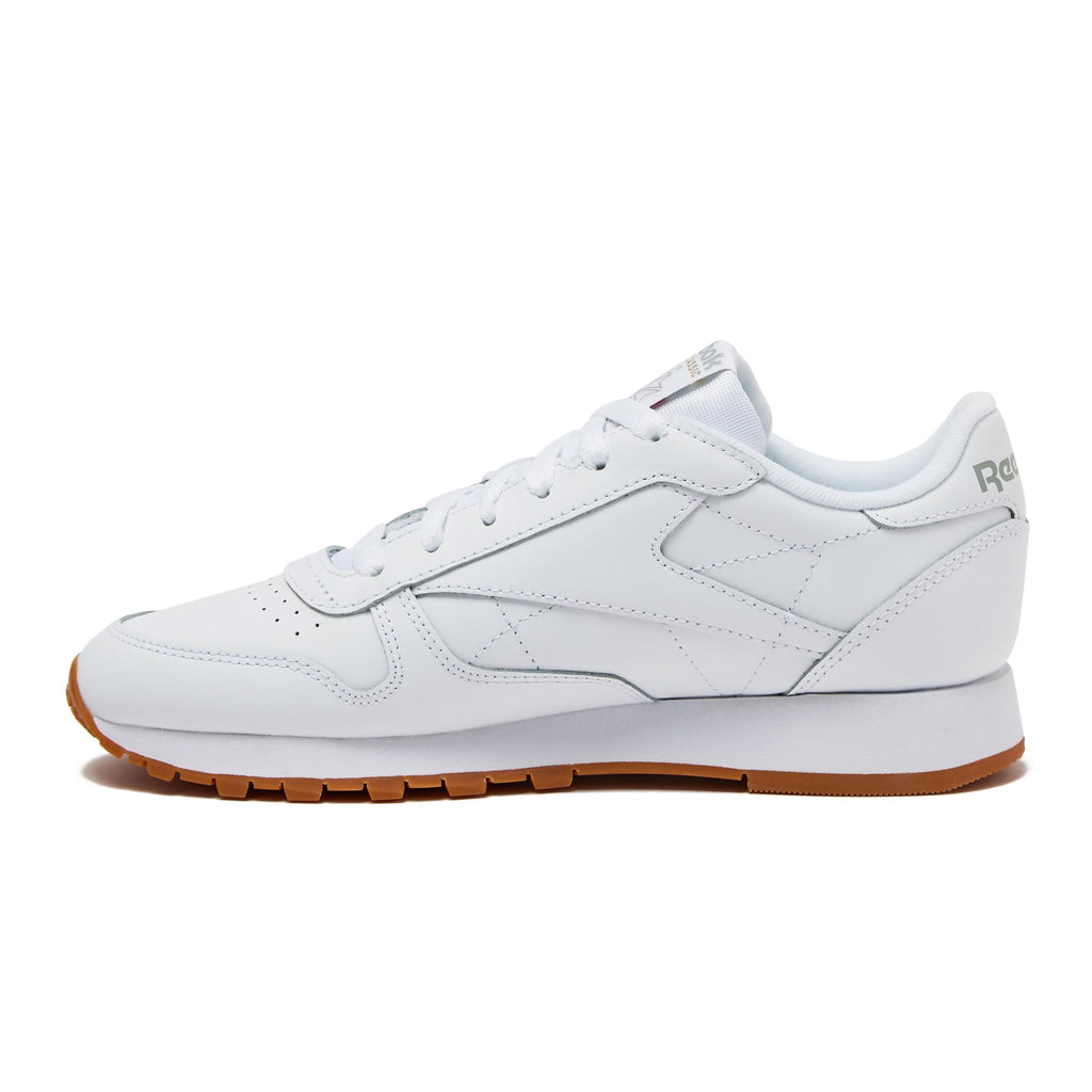 Reebok Classic Leather Sneakers for Women - Black or White Tennis Shoes Womens Size 5 to 12, Footwear White/Pure Grey3/Reebok Gum3, 10
