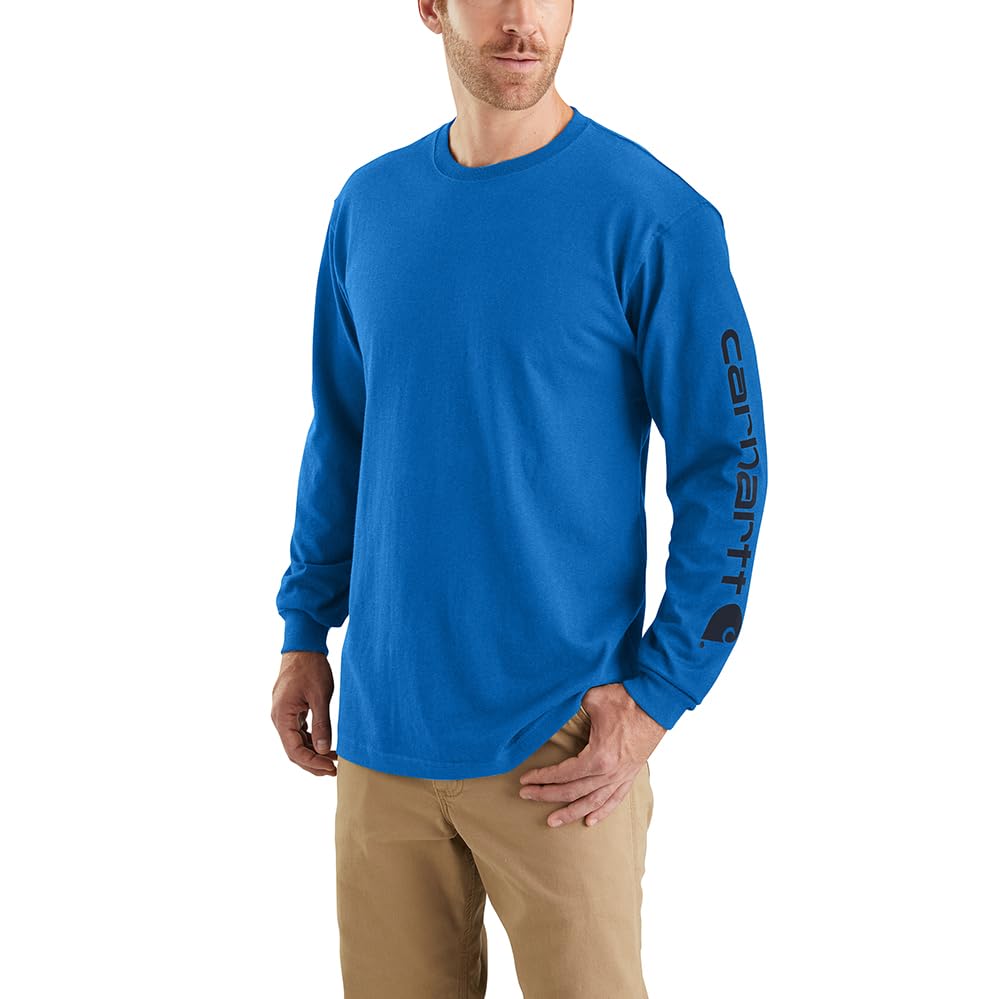 Carhartt Men's Loose Fit Heavyweight Long-Sleeve Logo Sleeve Graphic Closeout T-Shirt