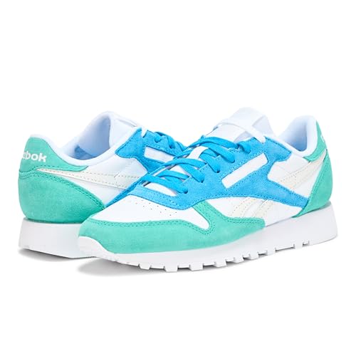 Reebok Women's Classic Leather Sneaker, White/Unleashed Green/Grey 1, Size 7