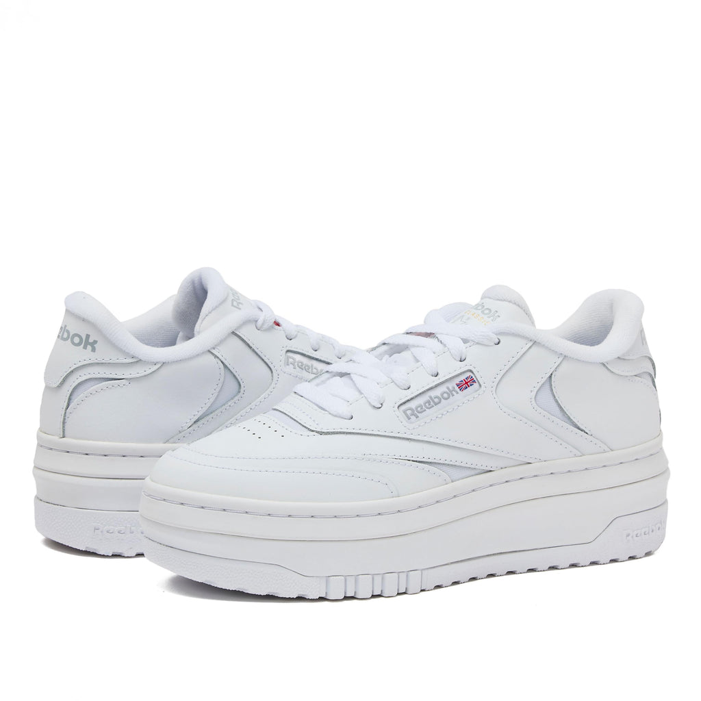 Reebok Club C Extra Platform Sneakers for Women, White Casual Tennis Women's Fashion Sneakers, Womens Shoes Size 5 to 11, Ftwwht/Ftwwht/Pugry3, 7.5 Medium