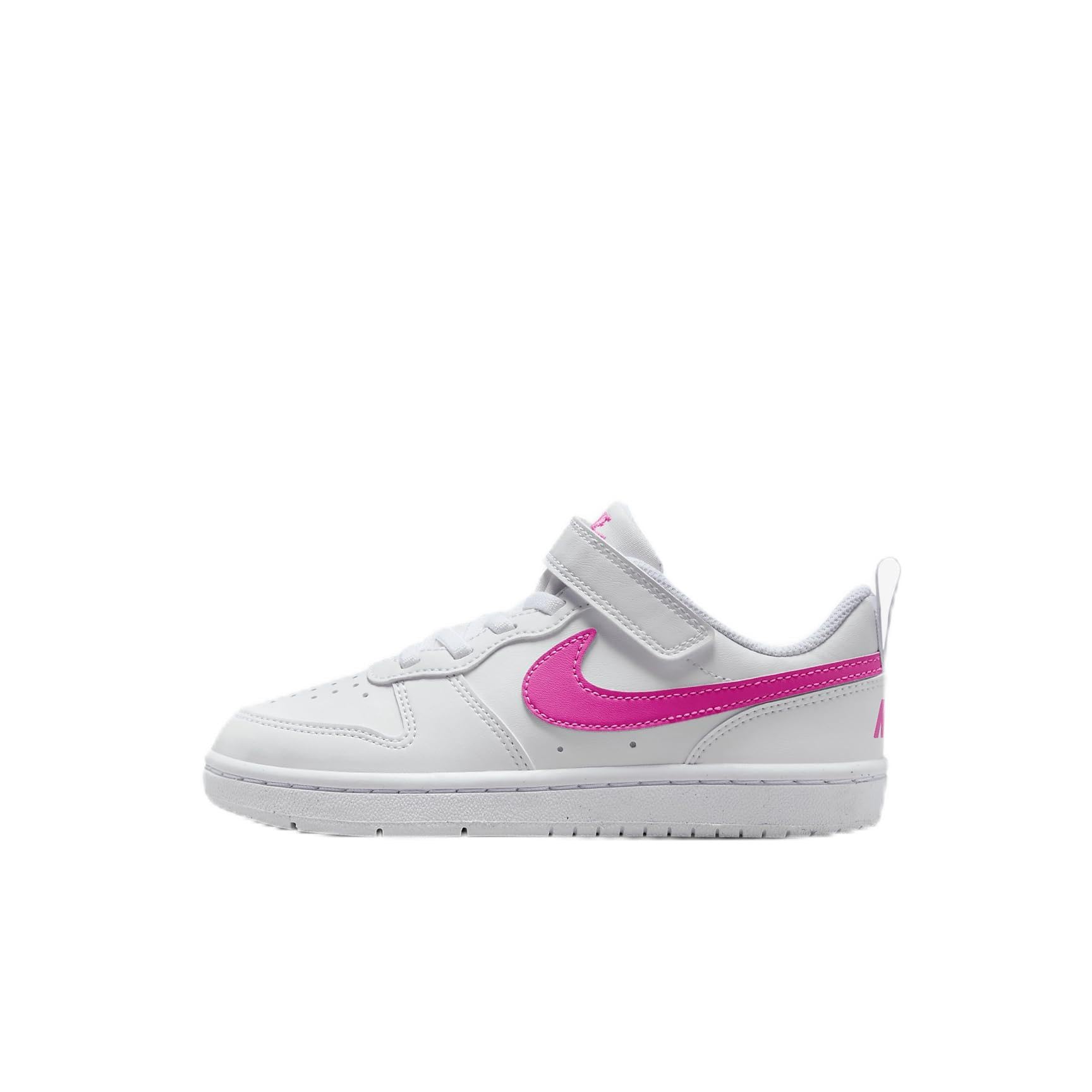 Nike Court Borough Low Recraft Little Kids' Shoes (DV5457-113, White/Laser Fuchsia) Size 3