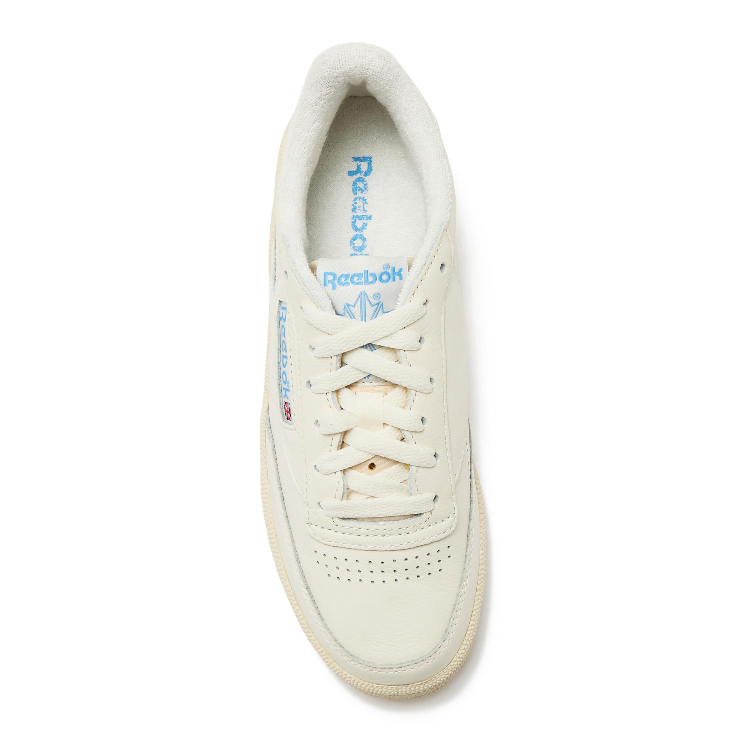 Reebok Club C 85 Vintage Tennis Sneakers for Women, Casual White Womens Shoes, Size 5 to 11 - Chalk/Alabaster/Sky Blue, 5.5 Medium