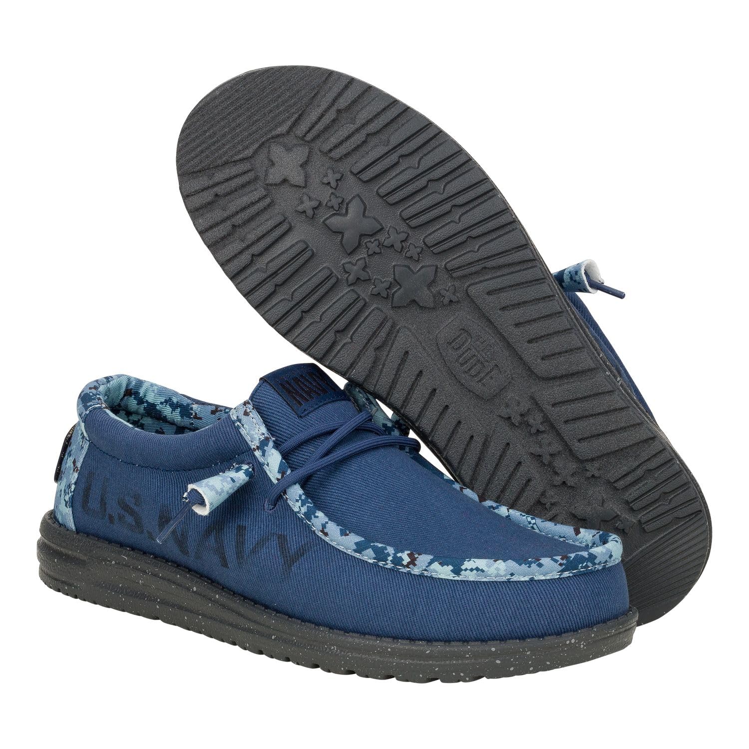 Hey Dude Wally US Army/Navy, Men’s Shoes, Men's Slip-on Loafers, Comfortable & Light-Weight