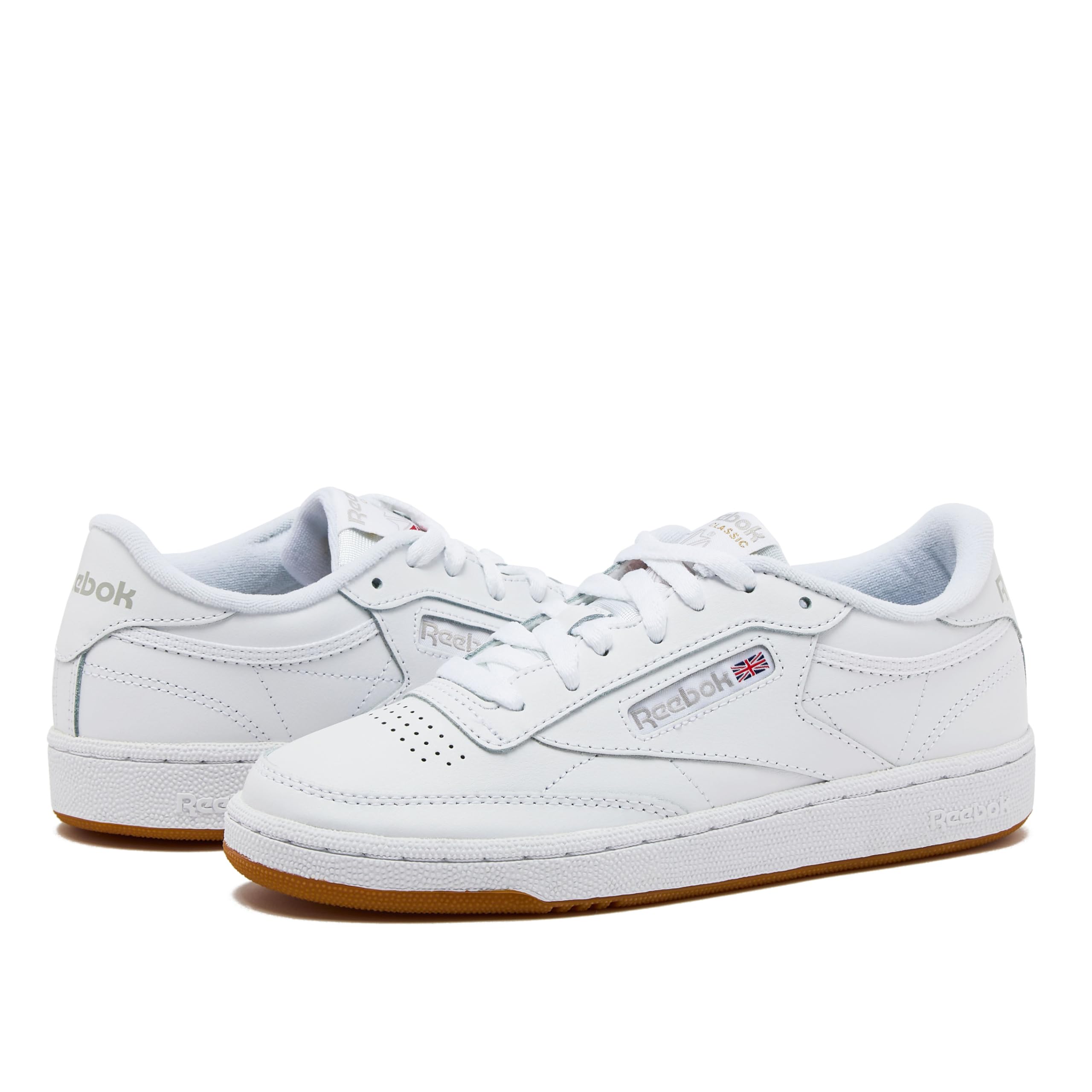 Reebok Club C 85 Tennis Shoes for Women - White Womens Sneakers, White/Light Grey/Gum, 6