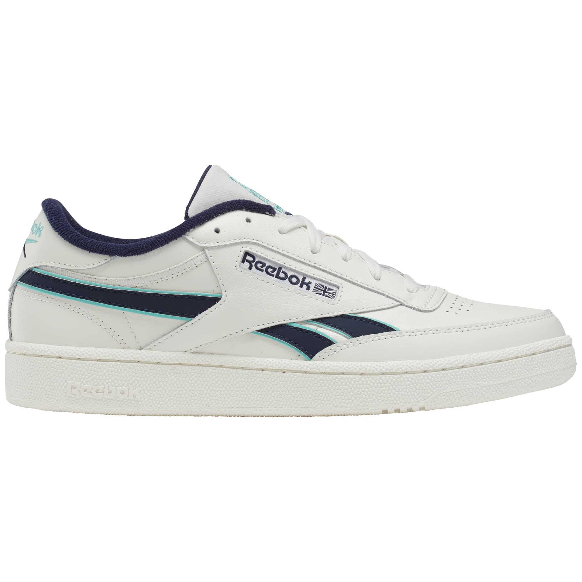 Reebok Men's Club C Revenge Shoes, Chalk/Vector Navy/Cyber Mint, 13