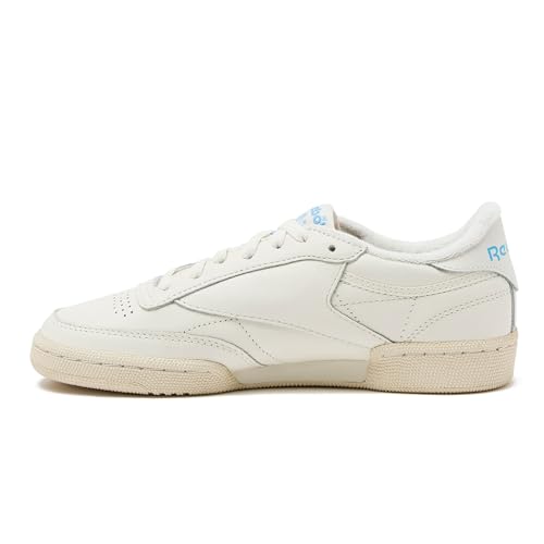 Reebok Club C 85 Vintage Tennis Sneakers for Women, Casual White Womens Shoes, Size 5 to 11 - Chalk/Alabaster/Sky Blue, 5 Medium
