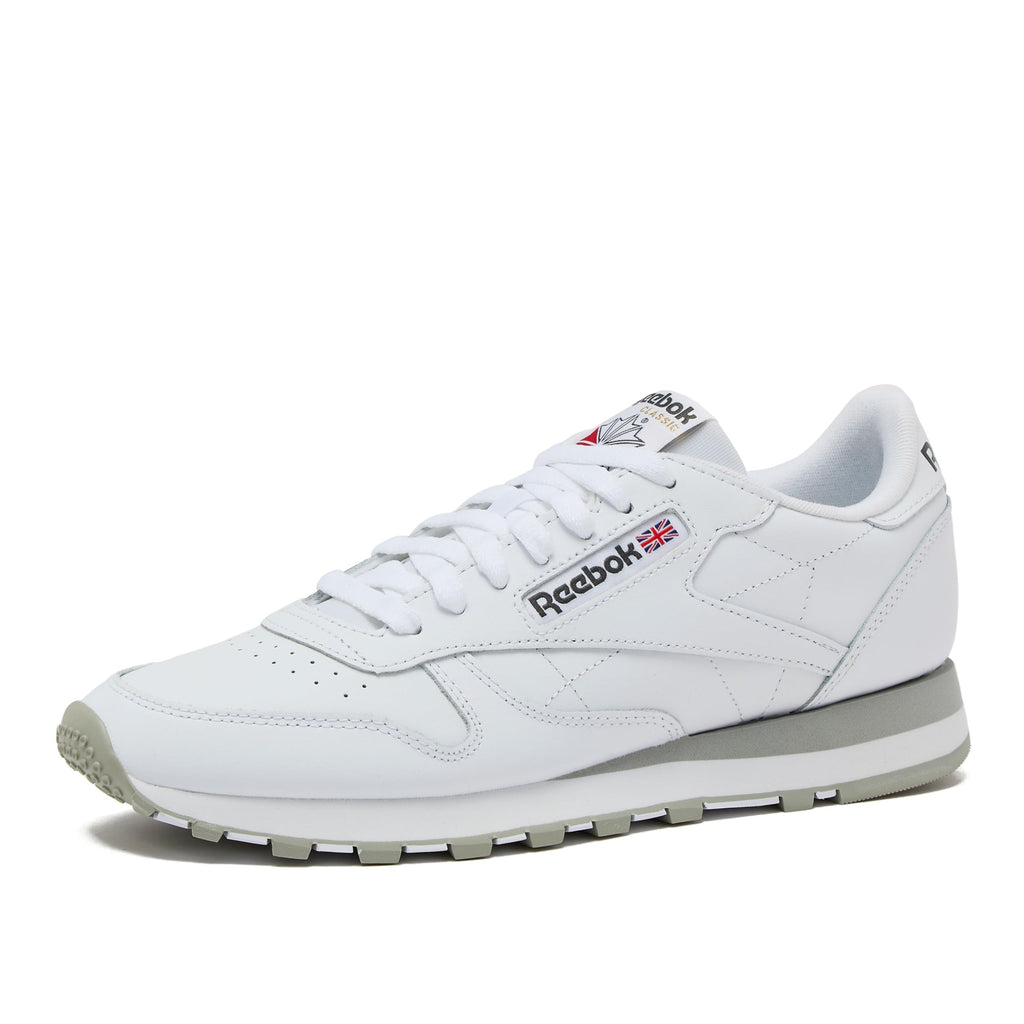 Reebok Classic Leather Sneakers for Men - Black or White Tennis Mens Shoes, Footwear White/Pure Grey3/Pure Grey, 8