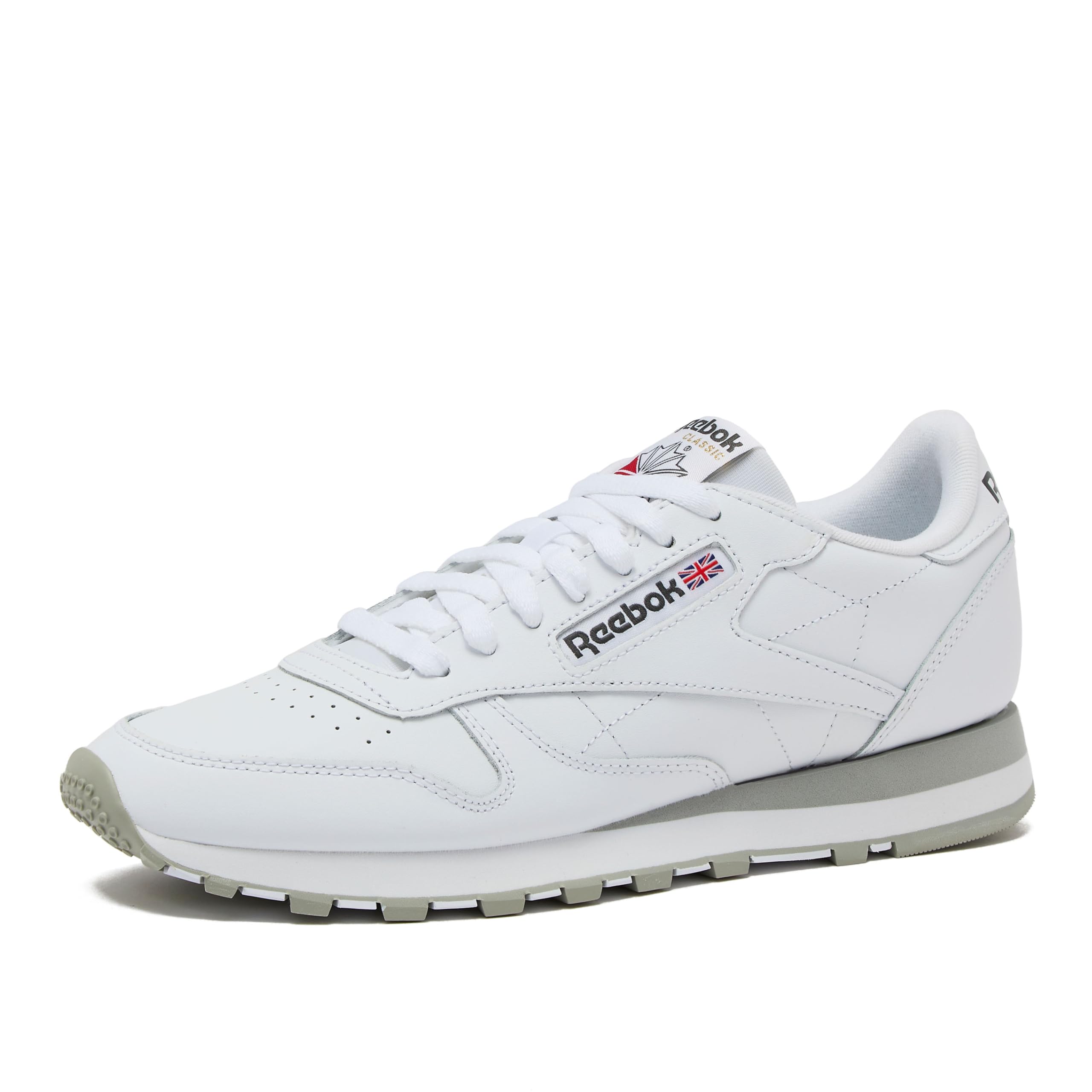 Reebok Classic Leather Sneakers for Men - Black or White Tennis Mens Shoes, Footwear White/Pure Grey3/Pure Grey, 8