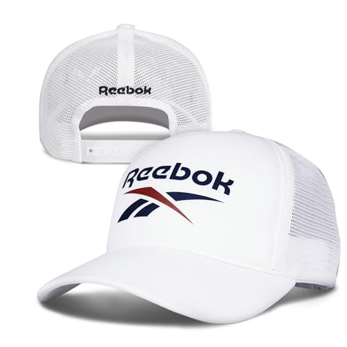 Reebok Aero Trucker Hat | Snapback | Adjustable | Mesh Back | Retro | Baseball | Streetwear | Urban | Lifestyle - White
