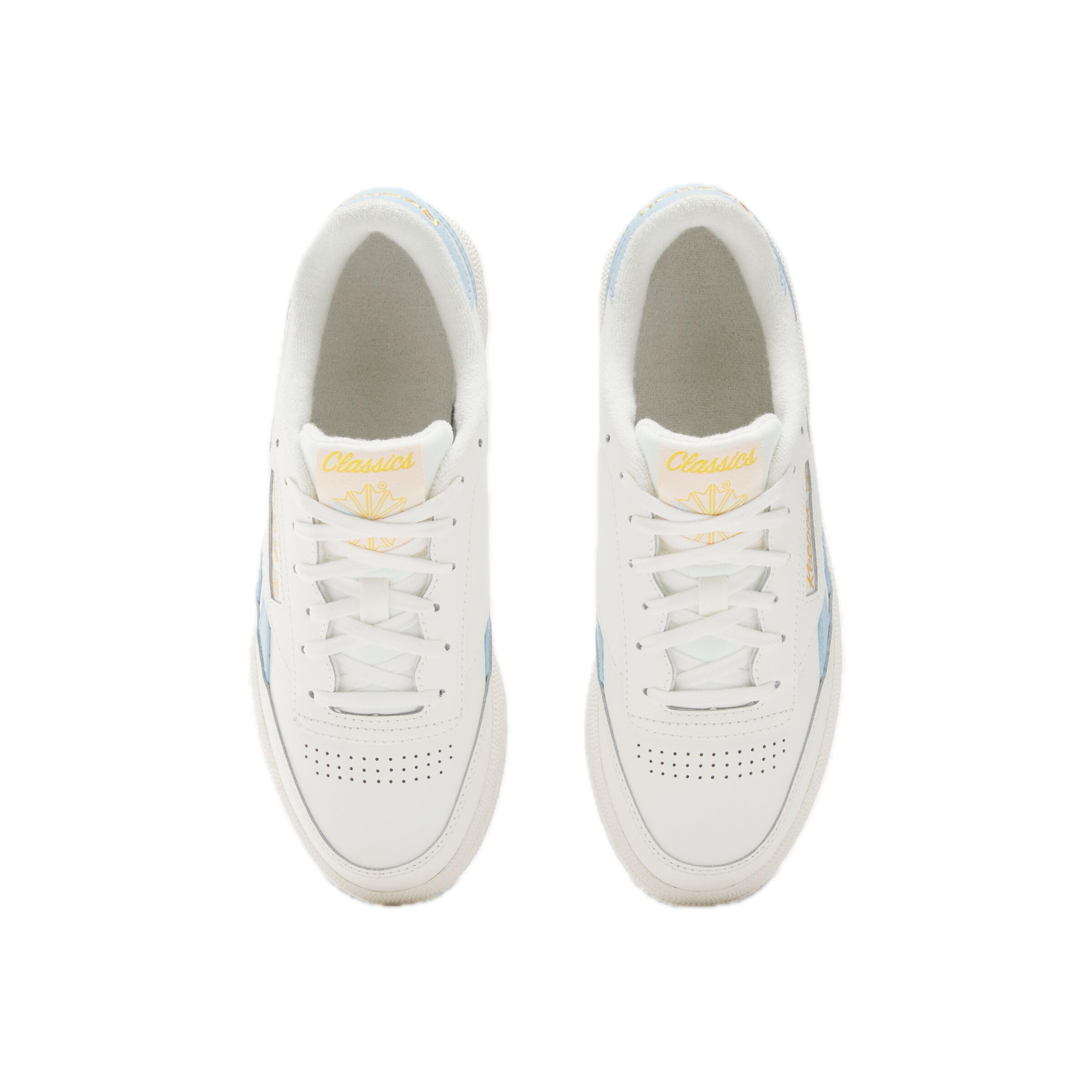 Reebok Women's Club C Revenge Sneaker, Chalk/Chalk/Soft Blue, Size 8.5