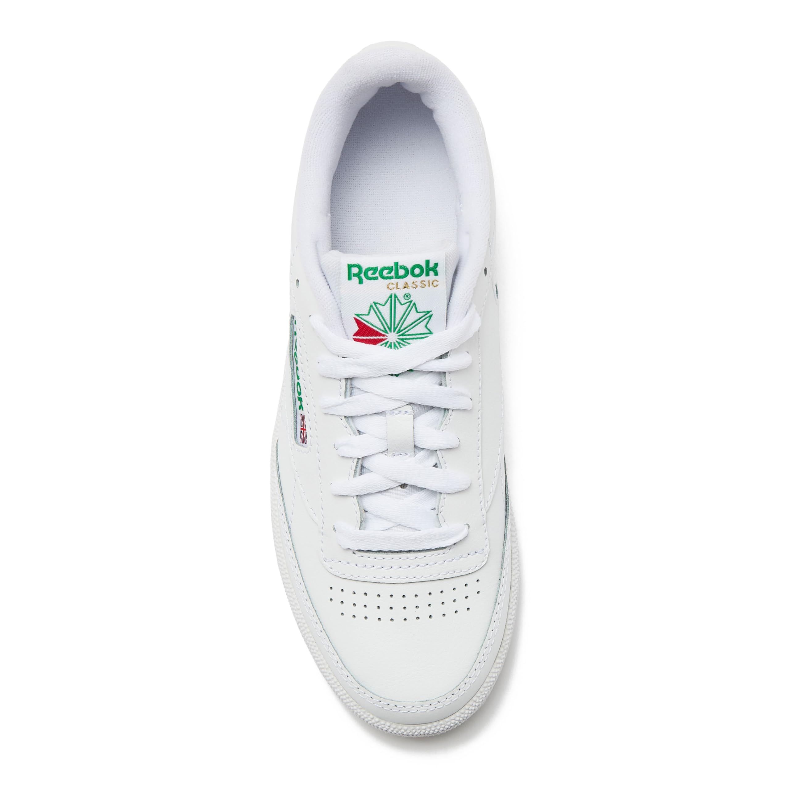 Reebok Club C 85 Tennis Shoes for Women - White Womens Sneakers, Footwear White/Footwear White/Gold Metallic, 8