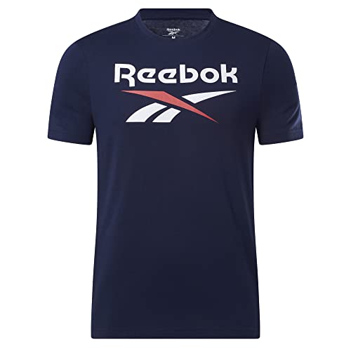 Reebok Men's Identity Big Stacked Logo Tee, Vector Navy, XL