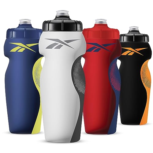 Reebok Athletic Squeeze Water Bottles - Water Bottle 24 oz - Sports Water Bottle - Reusable Water Bottle For Gym, Running, Hiking etc, BPA Free