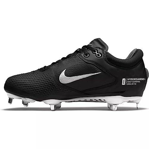 Nike Women's Hyperdiamond 4 Elite Softball Cleats (7 US, Black/Dark Smoke Grey/Wolf Grey/White)