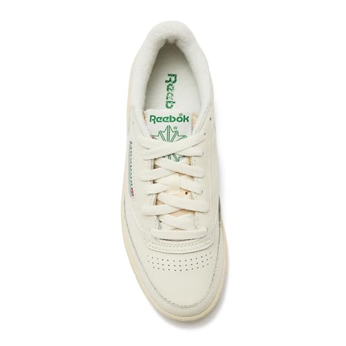 Reebok Club C 85 Vintage Tennis Sneakers for Women, Casual White Womens Shoes, Size 5 to 11 - Chalk/Alabaster/Glen Green, 7 Medium