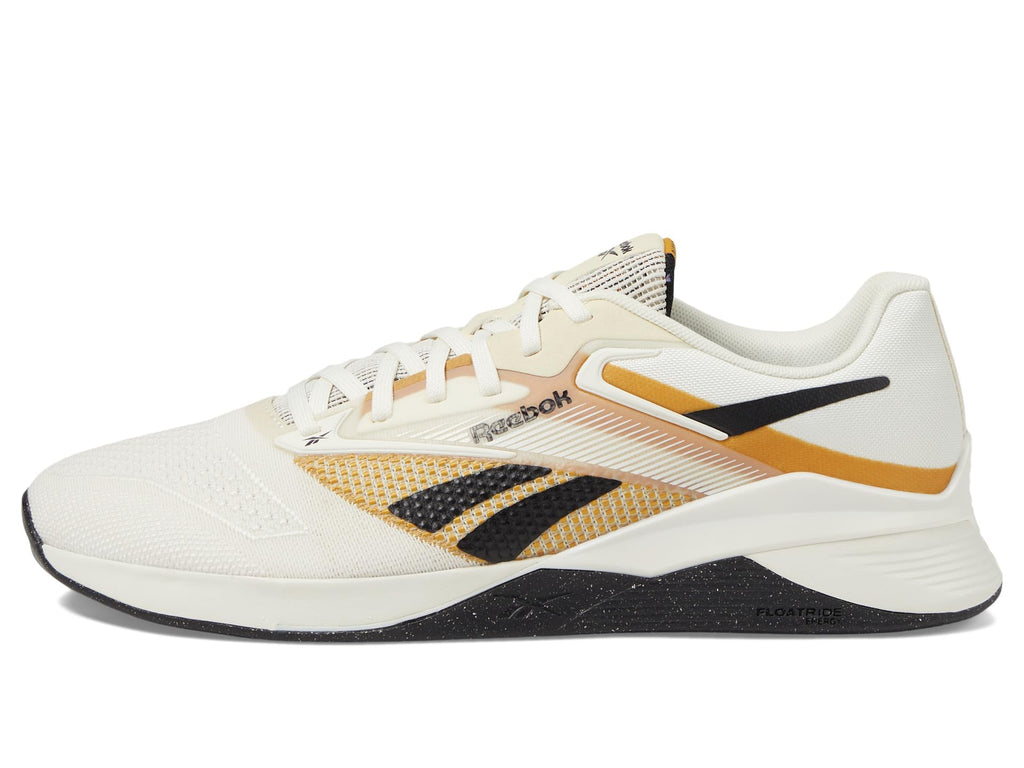 Reebok Unisex Nano X4 Training Shoes, Chalk/Black/Retro Gold, Men Size's 12/ Women's Size 13.5