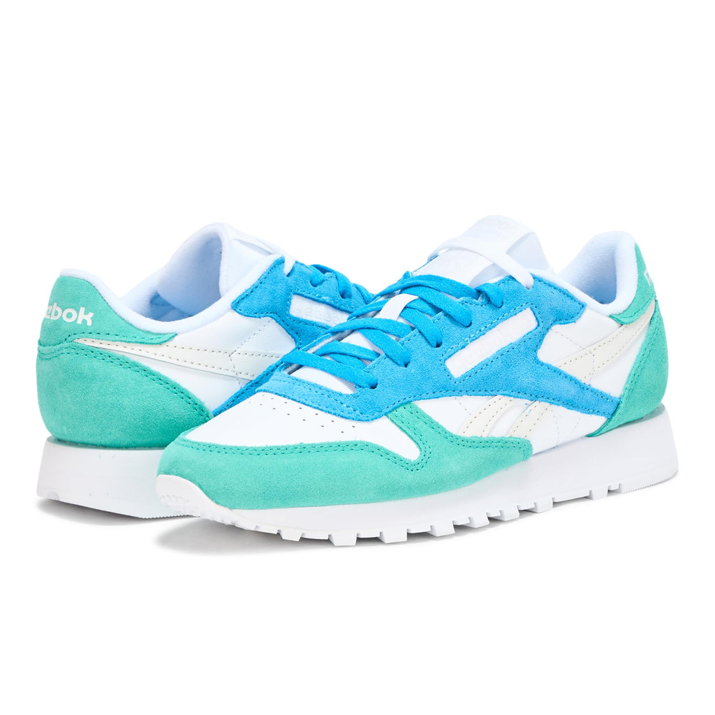 Reebok Women's Classic Leather Sneaker, White/Unleashed Green/Grey 1, Size 8