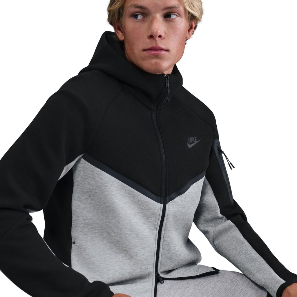 Nike Tech Men's Full-Zip Windrunner Hoodie (HV0949-011, Black/Dark Grey Heather/Black)