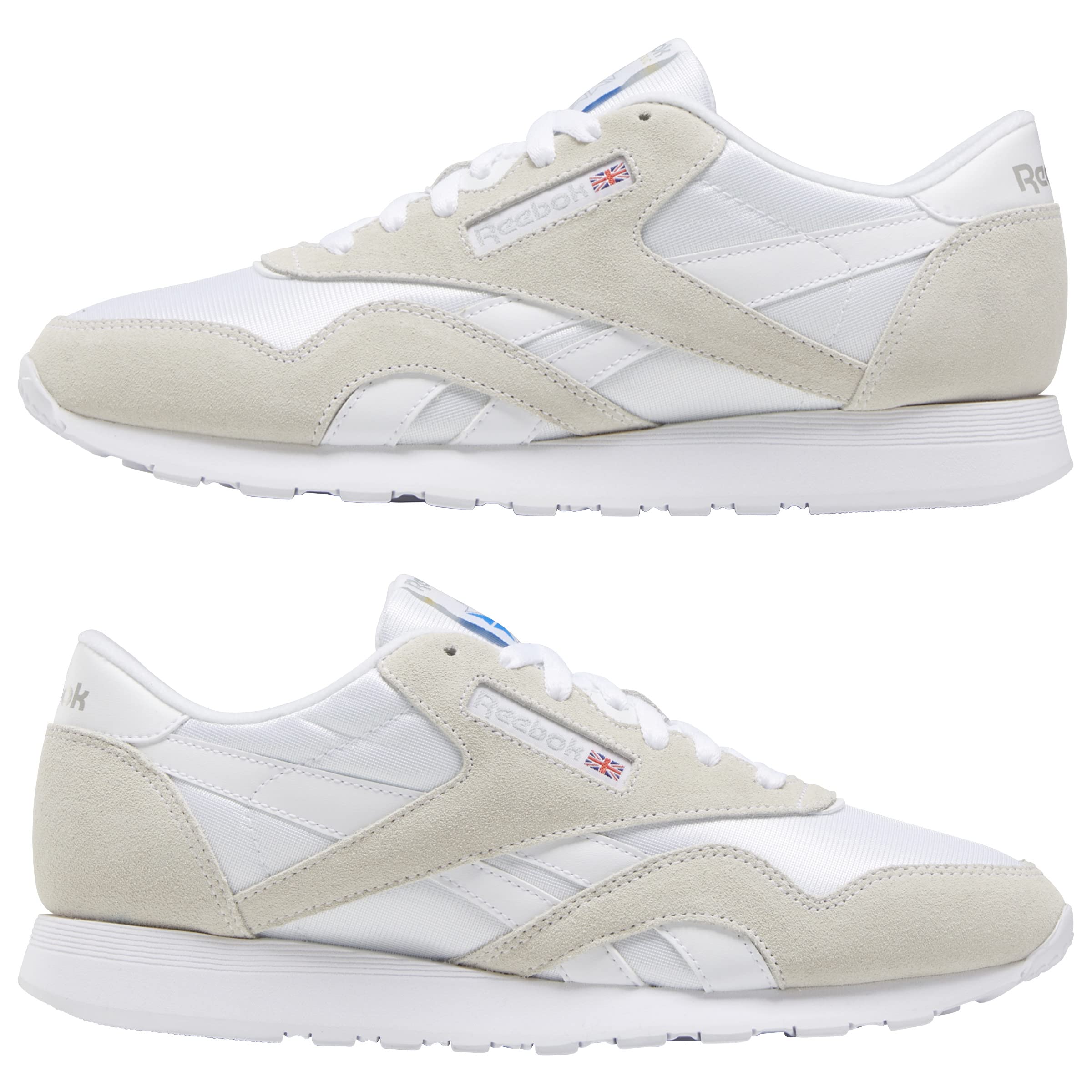 Reebok Men's Classic Nylon Sneaker, White/White/LGTGRE, 15