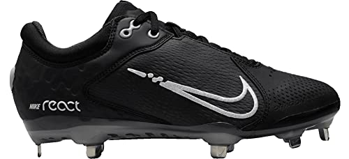 Nike Hyperdiamond 4 Elite CZ5917-010 Black/Dark Smoke Grey/Wolf Grey/White Women's Metal Softball Cleats 8 US