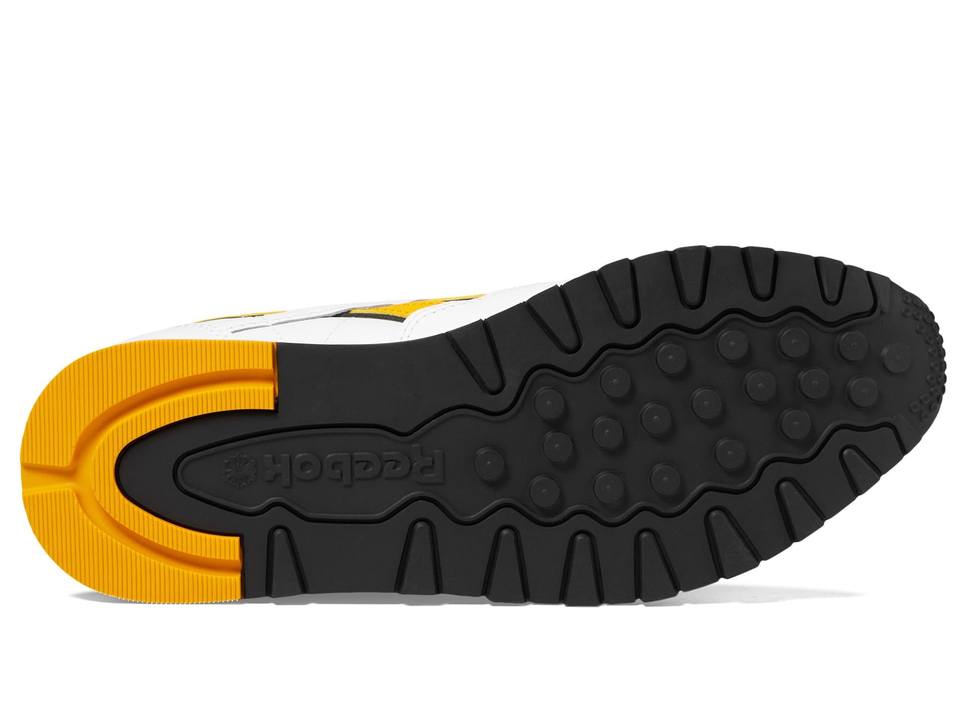 Reebok Unisex Classic Leather Sneaker, White/Fierce Gold/Collegiate Green, 12.5 Women/11 Men