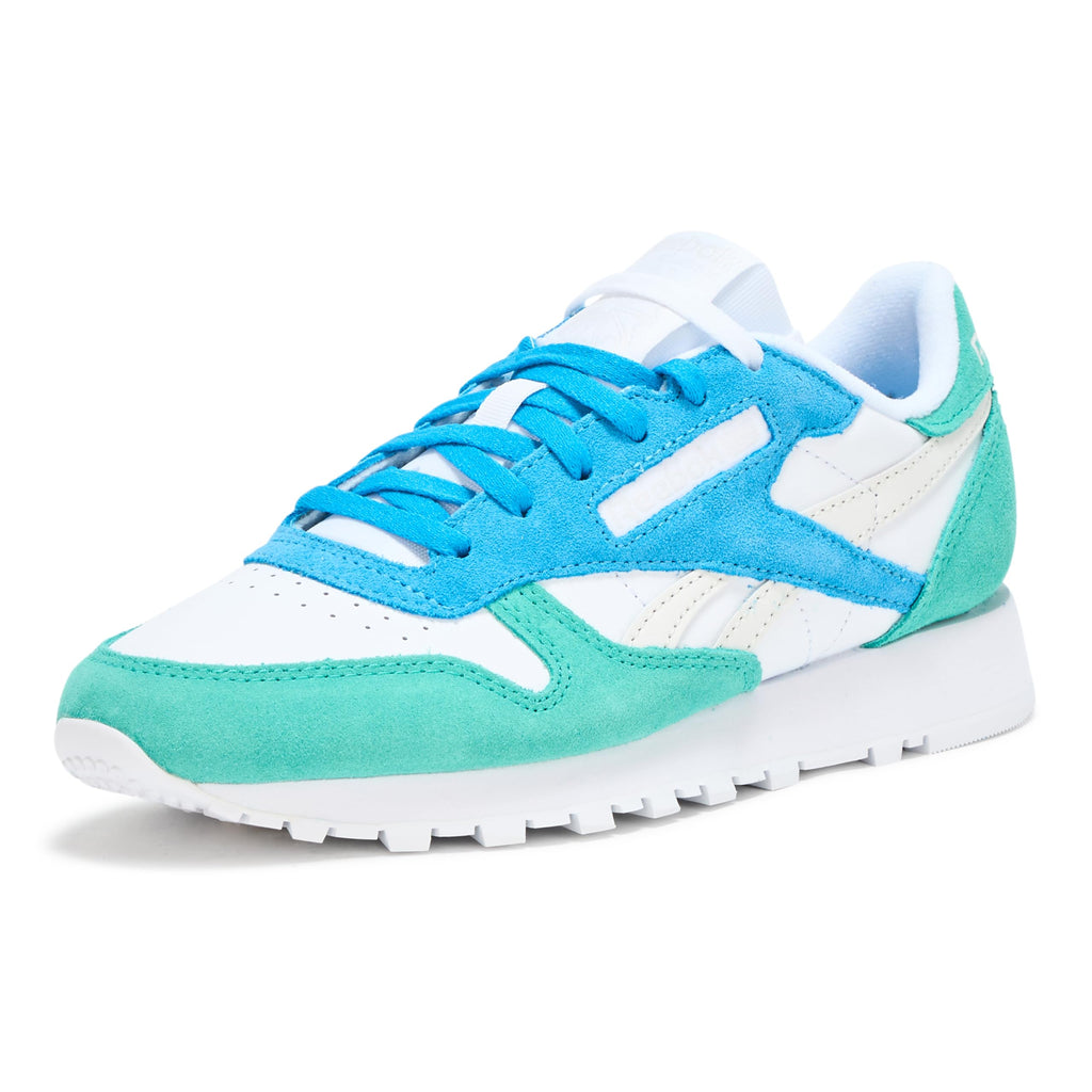 Reebok Women's Classic Leather Sneaker, White/Unleashed Green/Grey 1, Size 8