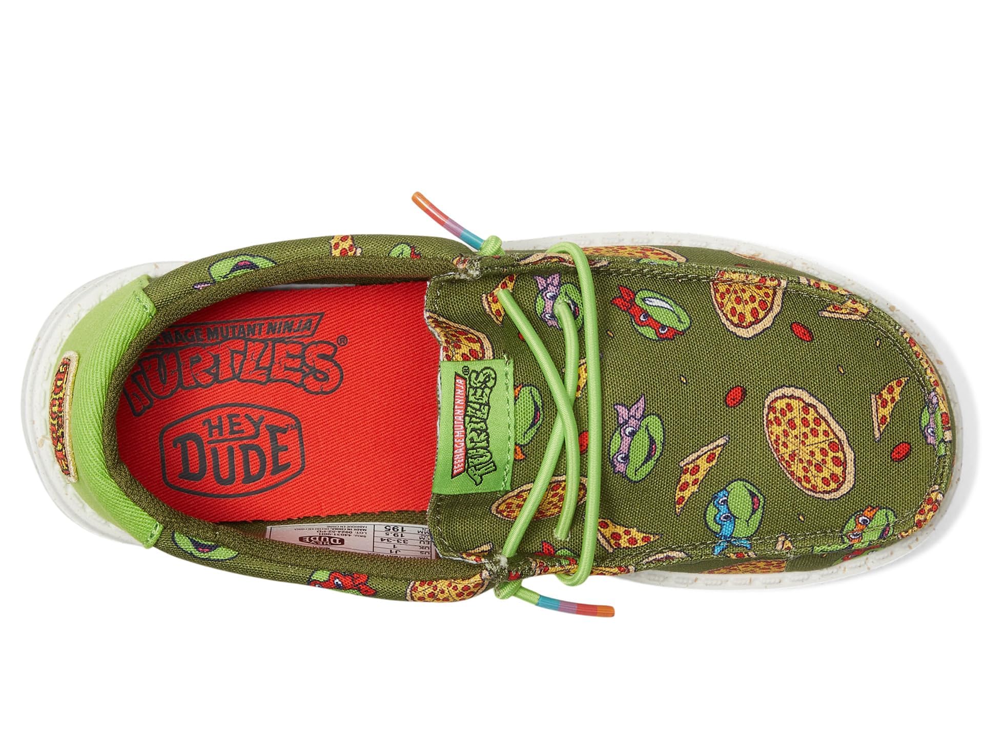 HEYDUDE Boy's Wally Teenage Mutant Ninja Turtle Pizza (Little Big Kid) Loafer