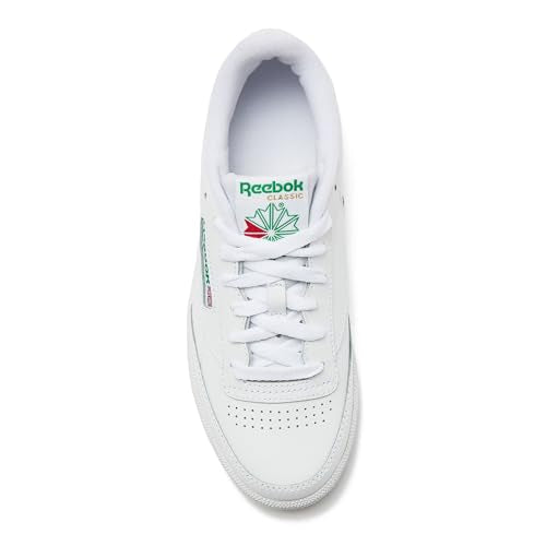 Reebok Club C 85 Tennis Shoes for Women - White Womens Sneakers, Footwear White/Footwear White/Gold Metallic, 6